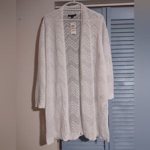 International Concepts INC. Chevron Cardigan White 
